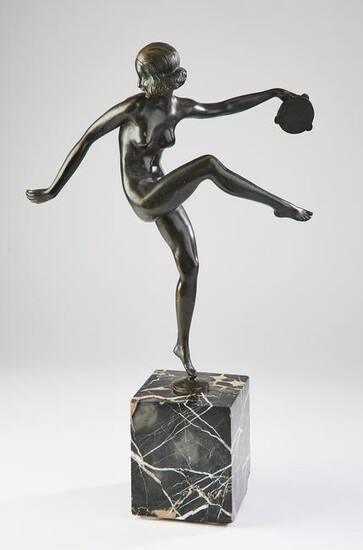 Art Deco style bronze dancer sculpture