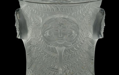 Art Nouveau Lalique Crystal Ice Bucket with Head