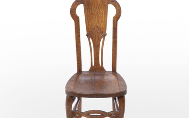 Art Nouveau Oak Hall Chair, Early 20th Century