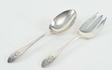 Arthur Stone sterling silver Arts and Crafts salad set