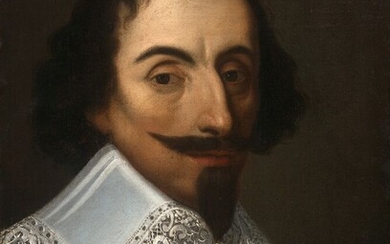 Attribué à Hilaire PELLERIN (1603/04 - 1658) Portrait du cardinal de Richelieu en armure, portant...