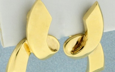 Authentic Tiffany & Co. Paloma Picasso Ribbon Earrings in 18K Yellow Gold
