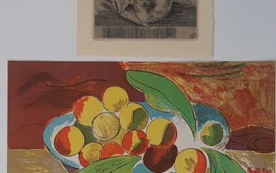 Axel Salto: Two compositions with fruit. c. 1920. Both unsigned. Respectively lithograph and etching. 12.5×15–24.2×29.7 cm. (2)