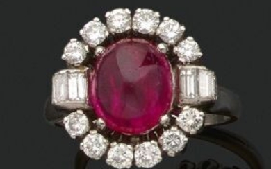 BAGUE «RUBIS» Cabochon de rubis, diamants... - Lot 67 - Aguttes