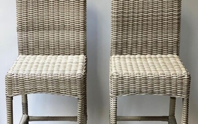 BAR STOOLS, a pair, two tone grey rattan and...