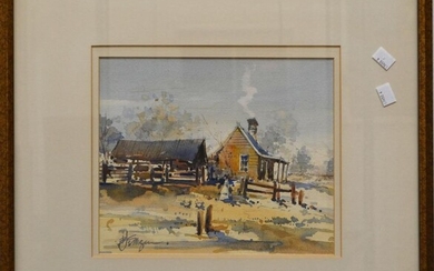 BRIAN JAMES GILLIGAN, SHED, WATERCOLOUR, 20 X 25CM, FRAME SIZE: 47.5 X 50CM, CONDITION: VERY GOOD
