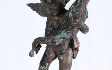 BRONZE ANGEL WITH FISH FOUNTAIN