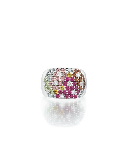Bague pierres de couleur et diamants | Gem set and diamond ring
