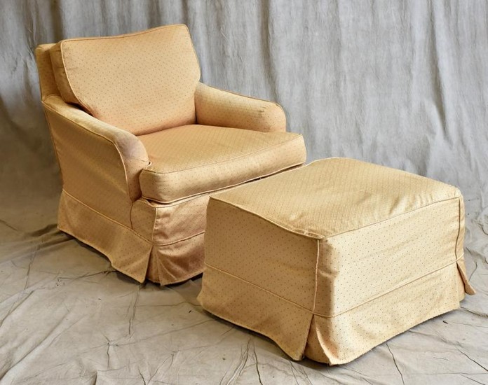 Baker upholstered club chair & ottoman