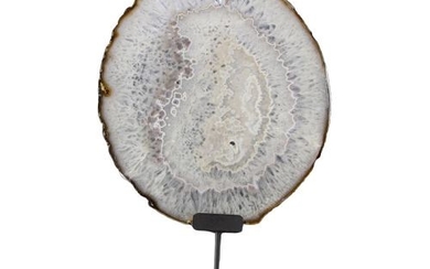 Beautiful Agate Slice on Iron Pedestal - 555×325×7 mm - 2365 g
