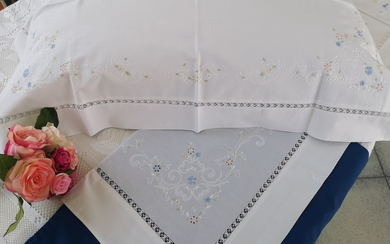 Bellavia cotton percale hand embroidery sheets - Cotton - new