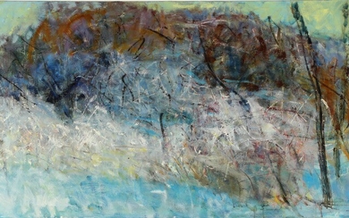 Bernhard Lipsøe: Composition. Signed B. L. Oil on canvas. 61×122 cm.