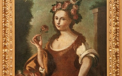 Bildnis einer vornehmen Dame als Allegorie der Flora, Wohl Neapel, 18. Jh.