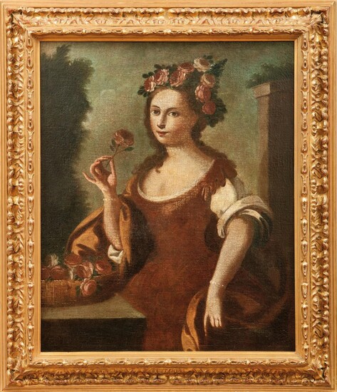 Bildnis einer vornehmen Dame als Allegorie der Flora, Wohl Neapel, 18. Jh.