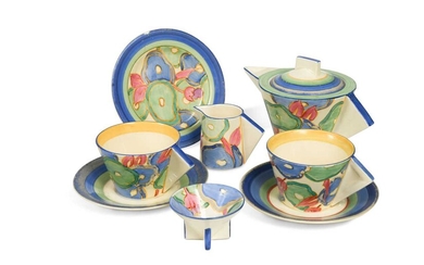 Blue Chintz, a Clarice Cliff Bizarre Conical tea set for two