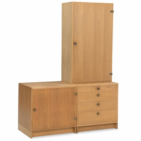 NOT SOLD. Børge Mogensen: "Øresund". Two cabinets and a chest of drawers, two mounted on...