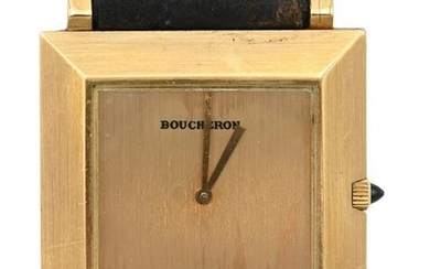 Boucheron 18 Karat Gold Mens Square Wristwatch, having