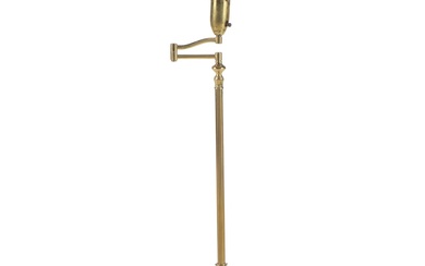 Brass Swing-Arm Floor Lamp with Glass Diffuser, Early 20th Century