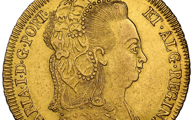 Brazil: , Maria I gold 6400 Reis 1792-R AU Details (Cleaned) NGC,...