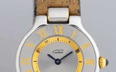 CARTIER 21 Must de Cartier: ladies wristwatch in steel...