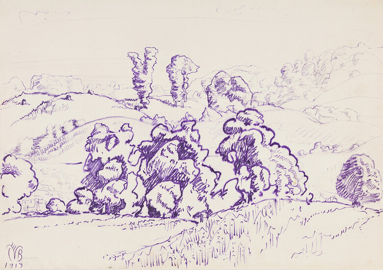 CHARLES BURCHFIELD Summer Afternoon. Indelible pencil on cream wove paper, 1919. 200x287 mm;...