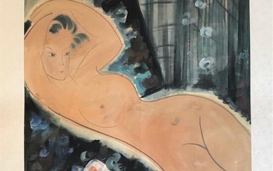 CHINESE INK COLOR PAINTING, NUDE LADY
