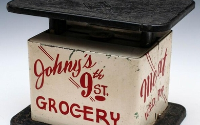 CIRCA 1940 MEAT SCALE FOR JOHNY'S GROCERY, 9TH ST