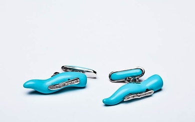 CORNET CUFFLINKS IN TURQUOISE Handcrafted cufflinks made in Italy in...