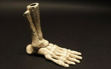 Cast Iron Skull Skeleton Foot Pen Holder