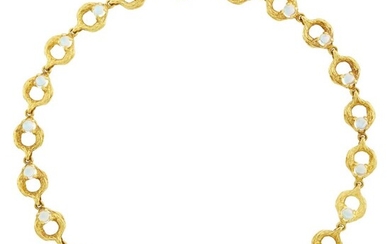 Catherine Zadeh Gold and Moonstone Link Toggle Necklace