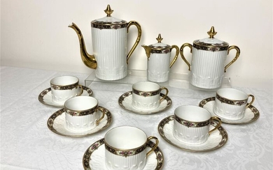 Chabrol Frères &Poiret - Coffee set for 6 - Art Nouveau - Porcelain