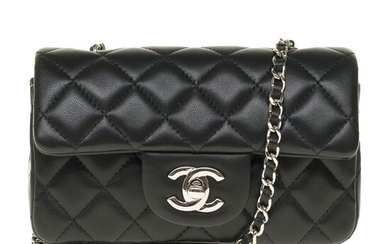 Chanel - Extra Mini rectangle en cuir nappa noir, garniture en métal argenté - Handbag