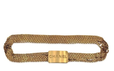 Chanel - Vintage Gold Metal Multi Chain Belt Logo Plate - Belt