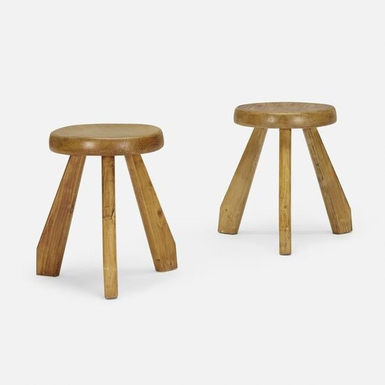 Charlotte Perriand, stools from Les Arcs, pair
