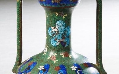 Chinese Cloisonne Bronze Handled Baluster Urn, 19th c.