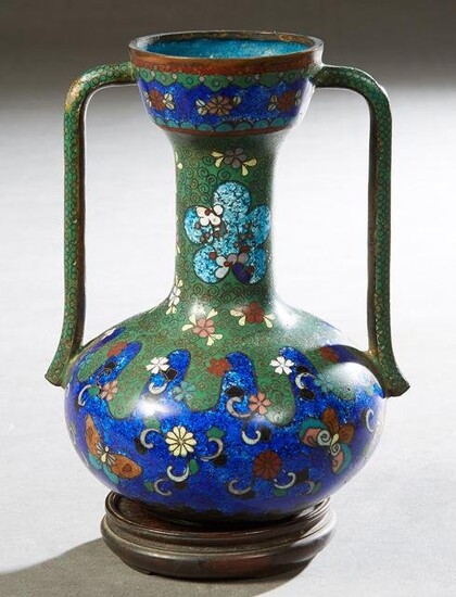 Chinese Cloisonne Bronze Handled Baluster Urn, 19th c.