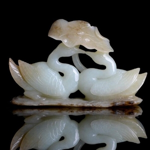 Chinese Qing Dynasty Hetian White Jade Nephrite Statu
