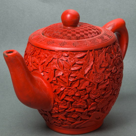 Chinese cinnabar lacquer Yixing teapot