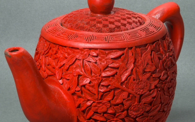 Chinese cinnabar lacquer Yixing teapot