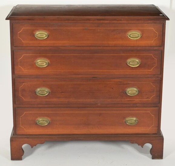 Chippendale cherry four drawer chest. Upper Connecticut