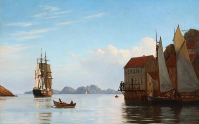Christian Blache (b. Aarhus 1838, d. Copenhagen 1920) Seascape with sailing ships...