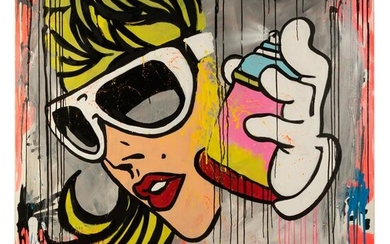 Clem$ b.1974 Graffiti Blonde 59" Pop Art Painting