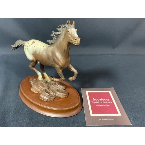 Cold painted cast bronze figure of horse on base by Franklin...