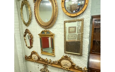 Collection of two various gilt framed mirrors, pair gilt and...