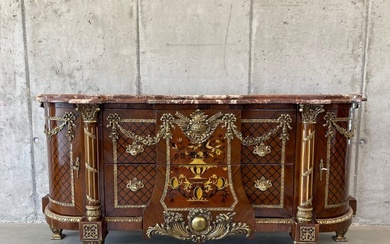 After a design by Jean-Henri Riesener - Commode - Gilt, Marble, Rosewood, Walnut, Marquetry