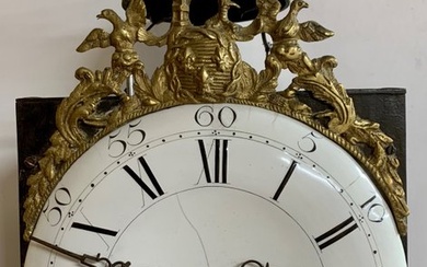 Comtoise clock - Louis XV Style - Brass, Enamel, Iron (cast/wrought) - 1750-1800