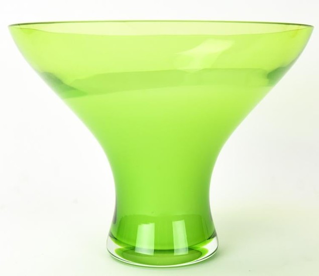 Contemporary Murano Glass Green & White Bowl