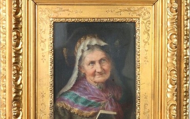 Continental School Portrait of Woman Oil on Panel
