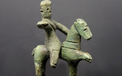 Danubian Celtic Bronze Horse & Rider - 39mm length horse