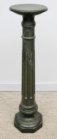Dark Marble Column Form Pedestal